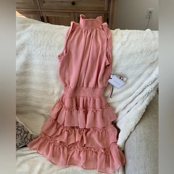 sachin and babi light blue dress Revolve Dresses | Revolve High Neck Pink Ruffle Dress | Color: Pink | Size: XXS